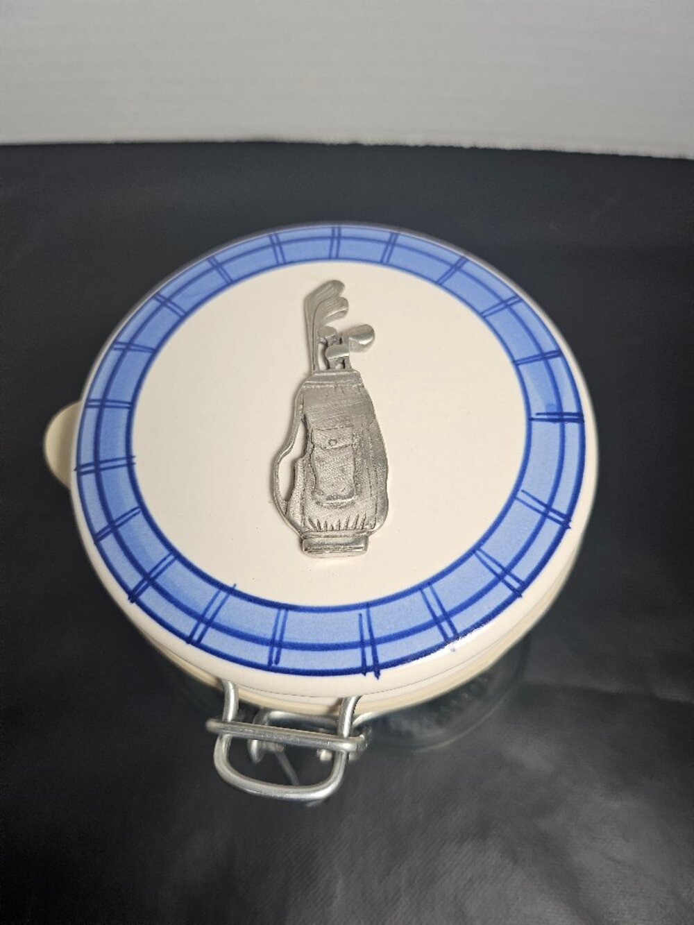 Golf Bormioli Rocco Fido Golf Top Porcelain Pewter 1/2 Liter Glass Canning Jar